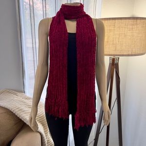 Charter Club Burgundy Red Velvety Scarf One Size Tassel
